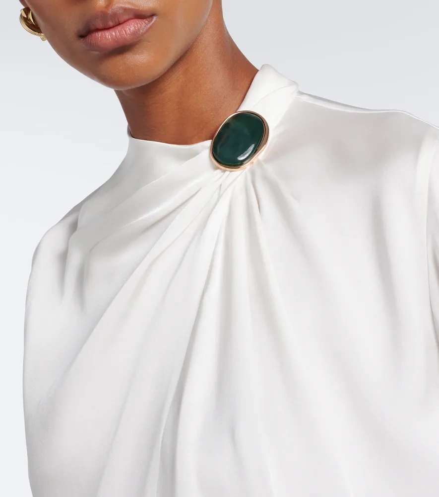 Vince Gathered silk-blend satin blouse | Thumbnail 3