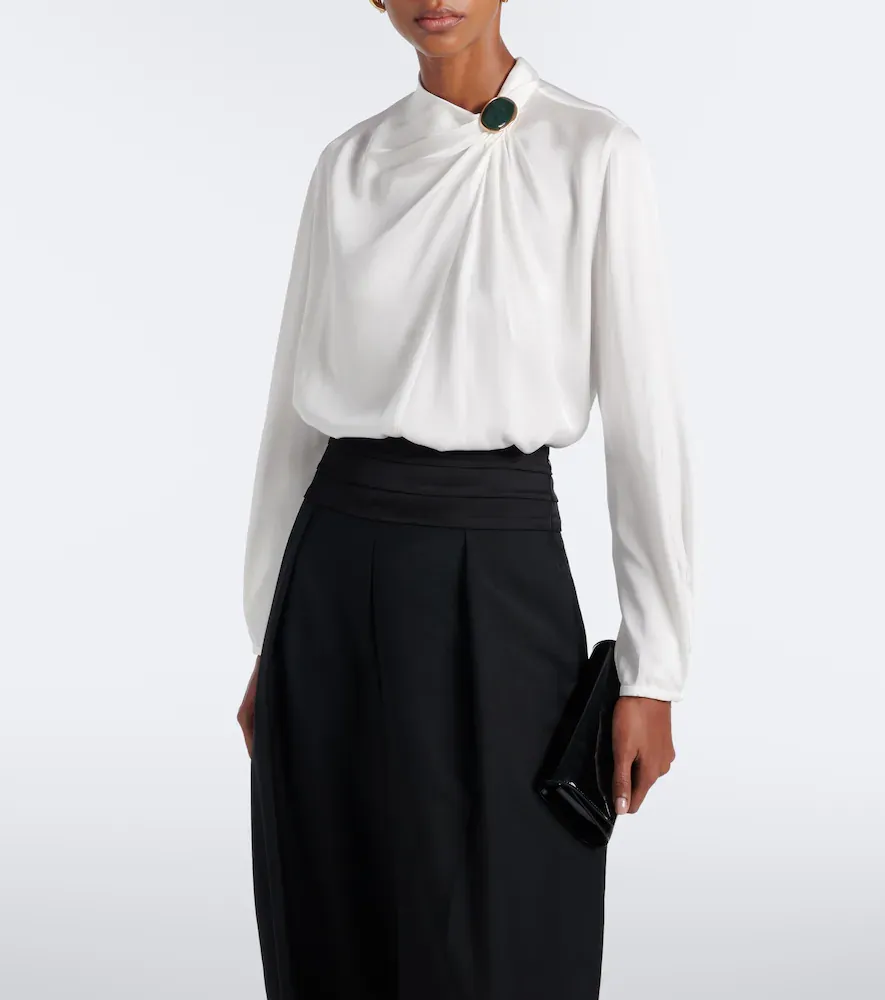 Vince Gathered silk-blend satin blouse | Thumbnail 4