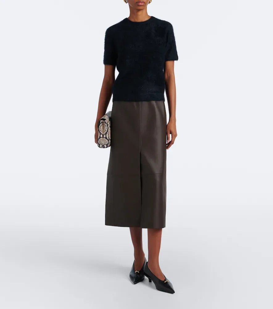 Vince Leather midi skirt | Thumbnail 4 Vince Leather midi skirt | Thumbnail 4