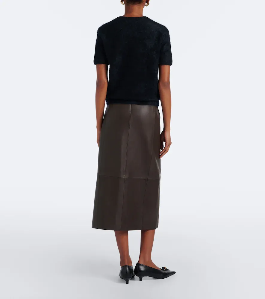 Vince Leather midi skirt | Thumbnail 6 Vince Leather midi skirt | Thumbnail 6