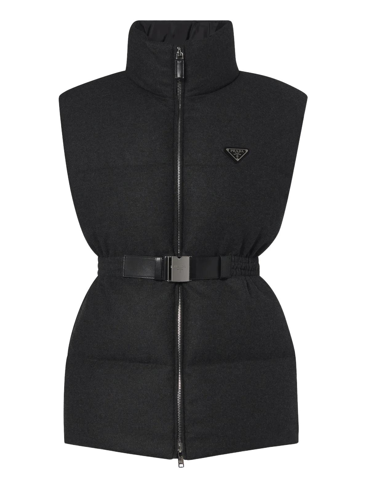 Belted wool and cashmere down vest Belted wool and cashmere down vest