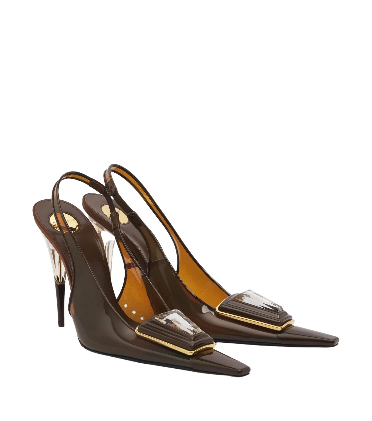 Saint Laurent Sibyl embellished TPU slingback pumps