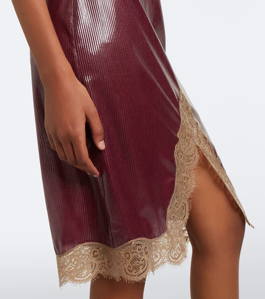 Saint Laurent Lace-trimmed halterneck silk jersey minidress | Thumbnail 3 Saint Laurent Lace-trimmed halterneck silk jersey minidress | Thumbnail 3