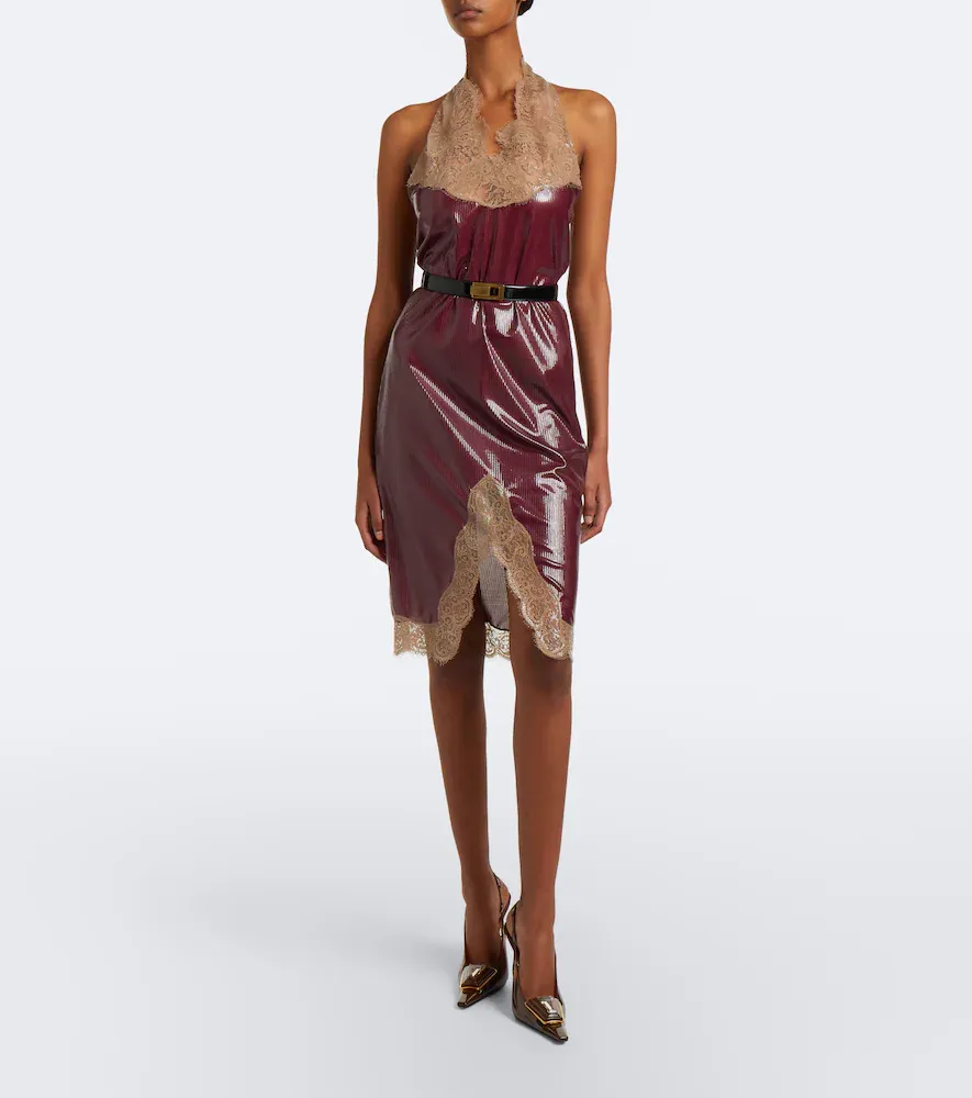 Saint Laurent Lace-trimmed halterneck silk jersey minidress | Thumbnail 6 Saint Laurent Lace-trimmed halterneck silk jersey minidress | Thumbnail 6