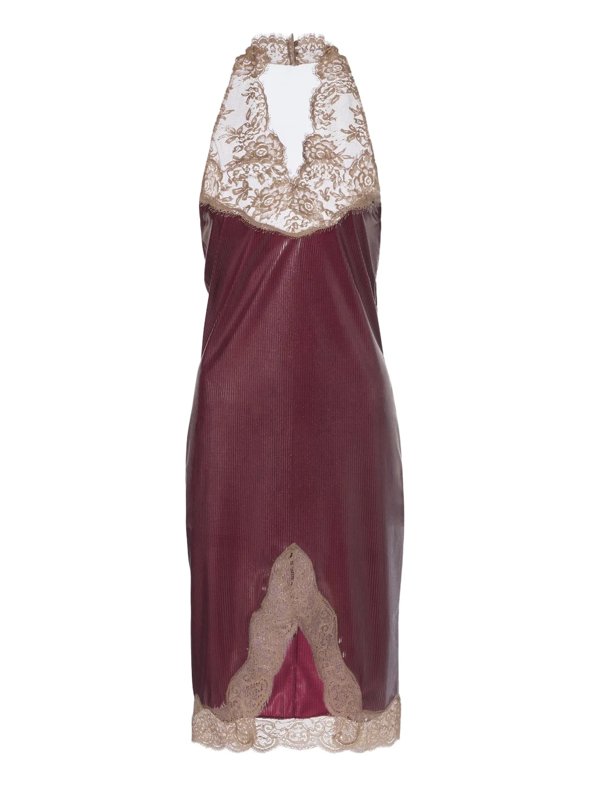 Lace-trimmed halterneck silk jersey minidress Lace-trimmed halterneck silk jersey minidress