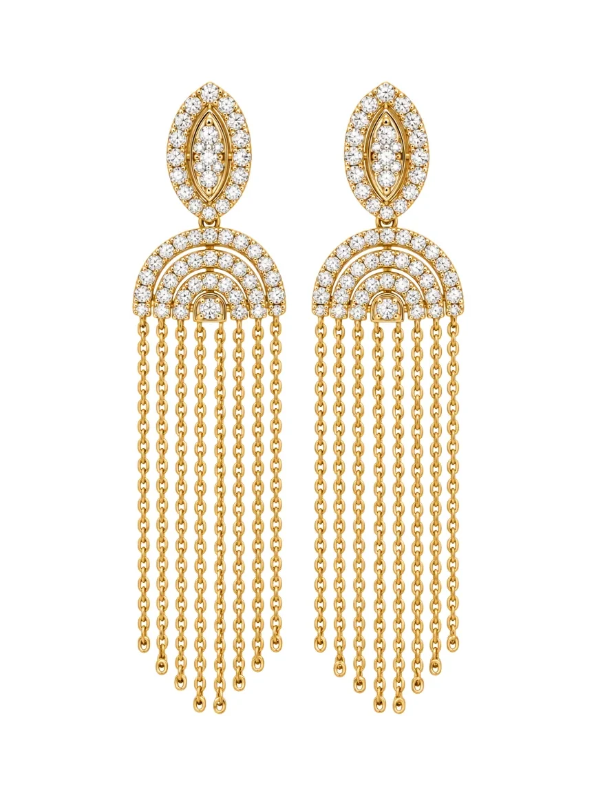 1.19ct Diamond 18K Gold Fringe Earrings 1.19ct Diamond 18K Gold Fringe Earrings