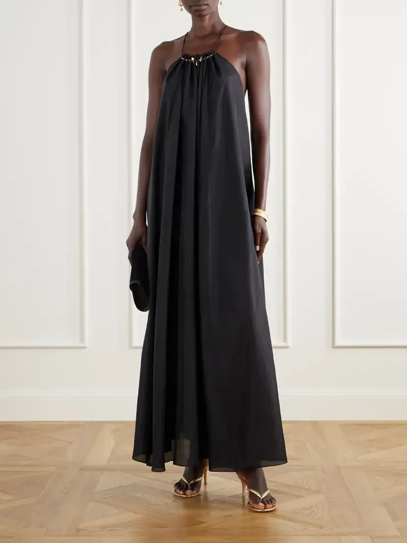 Zimmermann Fairlight Bead-embellished Gathered Silk-satin Maxi Dress | Thumbnail 2 Zimmermann Fairlight Bead-embellished Gathered Silk-satin Maxi Dress | Thumbnail 2