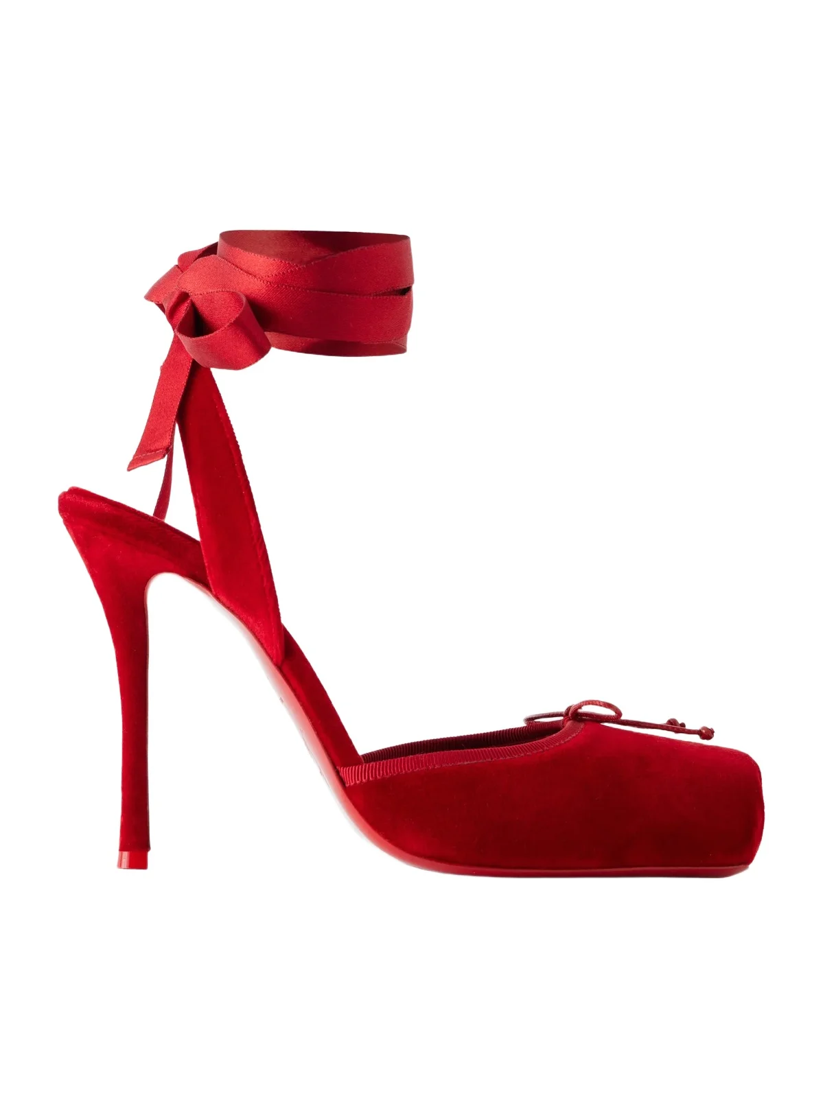 Christian Louboutin Cassia Lace Up 100 Velvet Pumps