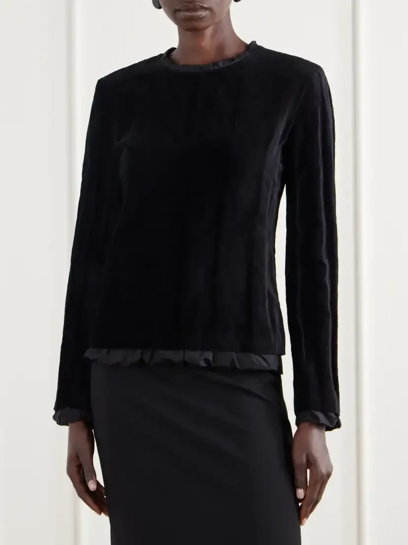 COLLEEN ALLEN Layered Textured Cotton-blend Velvet Top | Thumbnail 3 COLLEEN ALLEN Layered Textured Cotton-blend Velvet Top | Thumbnail 3