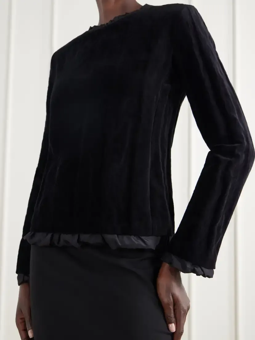 COLLEEN ALLEN Layered Textured Cotton-blend Velvet Top | Thumbnail 5 COLLEEN ALLEN Layered Textured Cotton-blend Velvet Top | Thumbnail 5