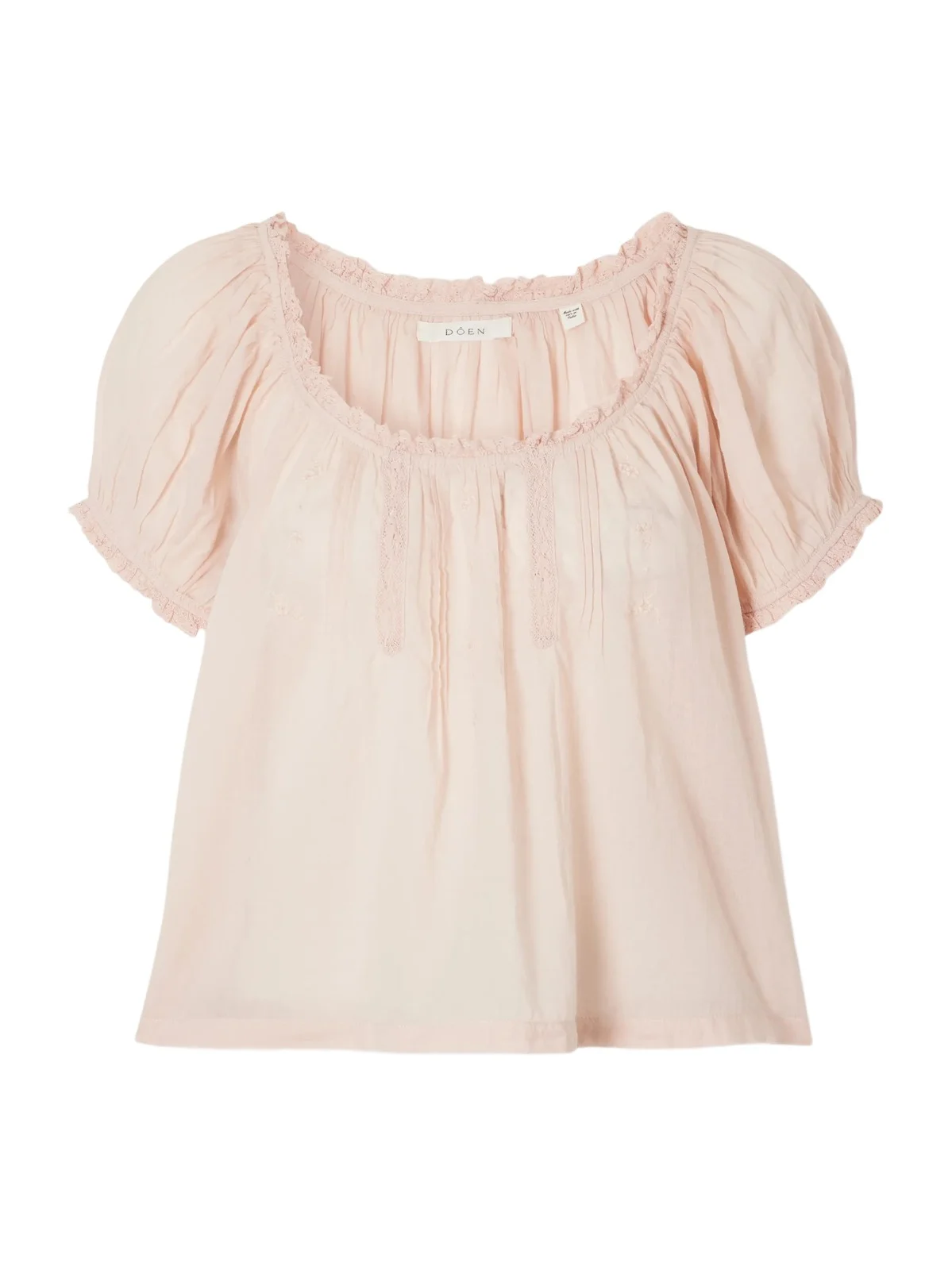 DÔEN Frederica Pintucked Lace-trimmed Organic Cotton-voile Blouse