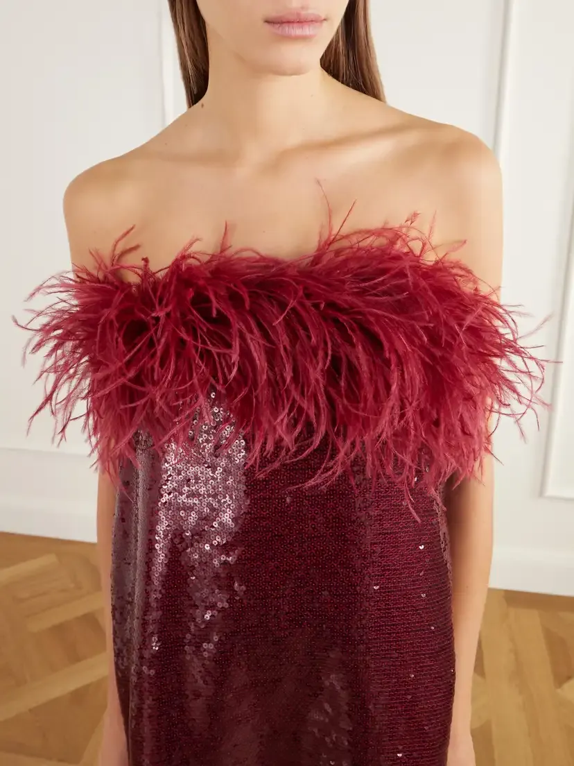 Dima Ayad Feather-trimmed Sequined-organza Gown | Thumbnail 4