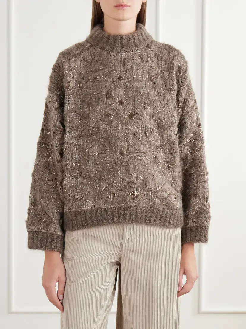 Brunello Cucinelli Sequin-embellished Jacquard Sweater | Thumbnail 3