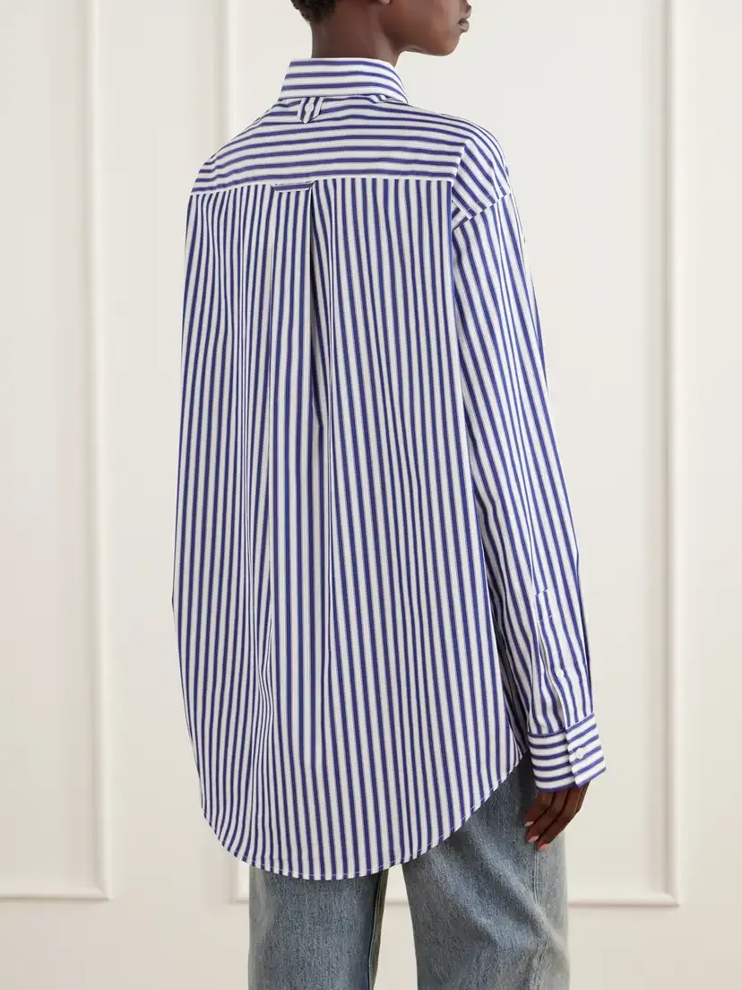 AMI PARIS Logo-embroidered Striped Cotton-poplin Shirt | Thumbnail 4 AMI PARIS Logo-embroidered Striped Cotton-poplin Shirt | Thumbnail 4