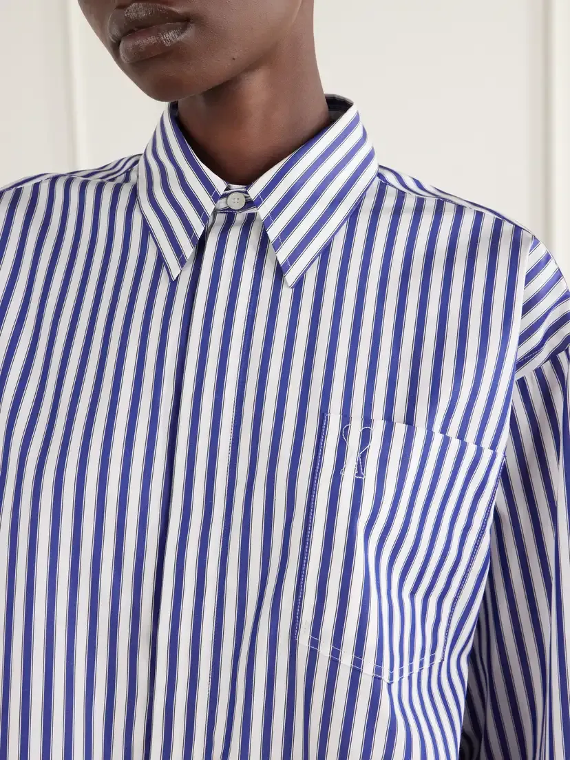 AMI PARIS Logo-embroidered Striped Cotton-poplin Shirt | Thumbnail 5 AMI PARIS Logo-embroidered Striped Cotton-poplin Shirt | Thumbnail 5