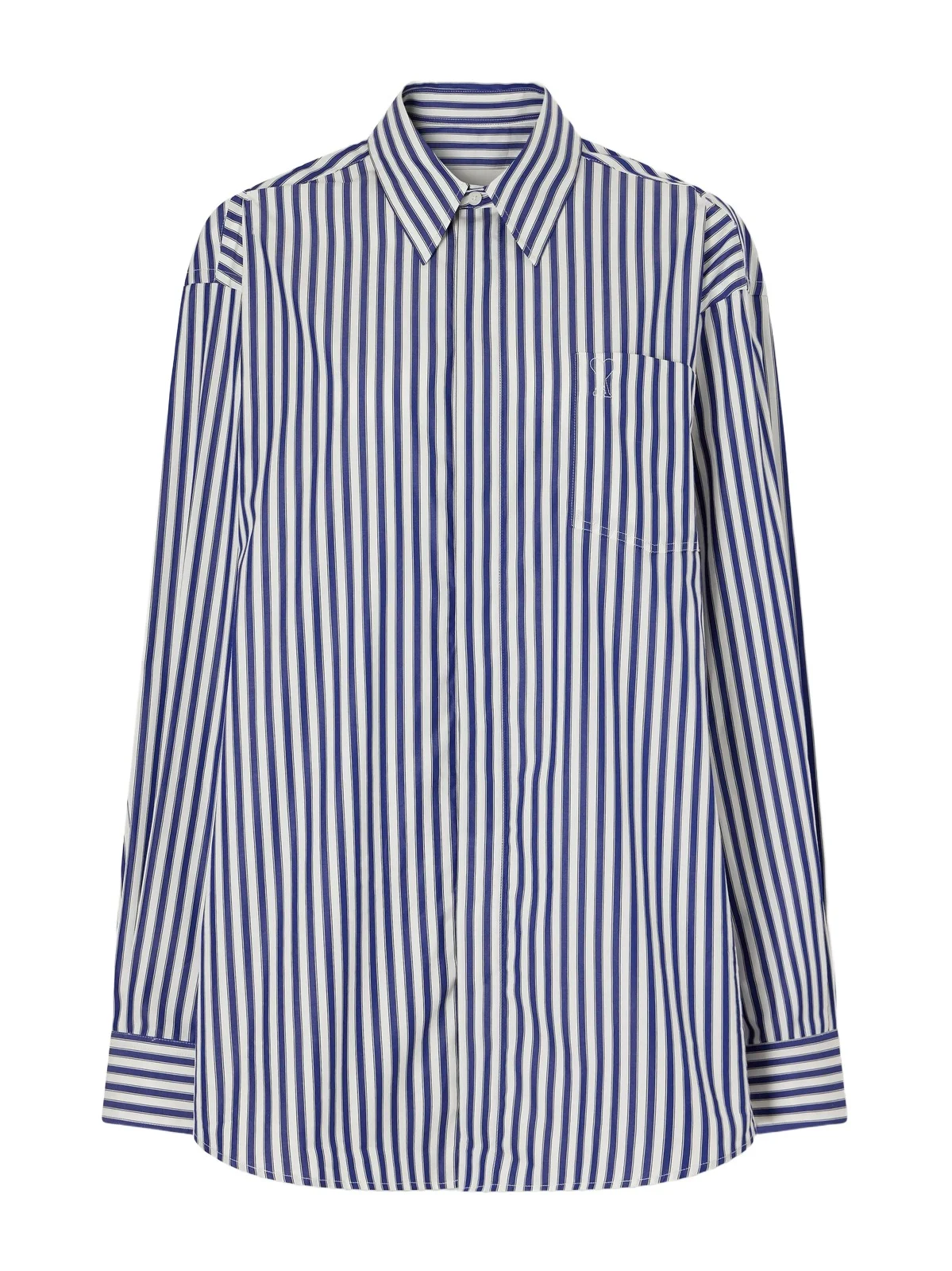 AMI PARIS Logo-embroidered Striped Cotton-poplin Shirt