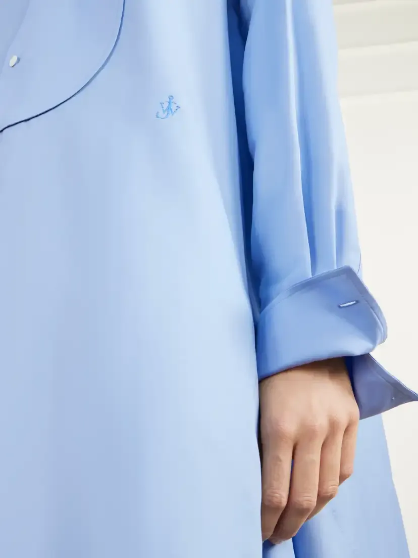 JW Anderson Tie-detailed Logo-embroidered Cotton And Silk-blend Poplin Mini Dress | Thumbnail 5