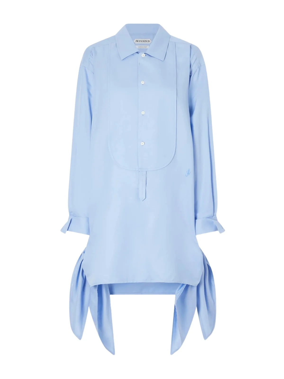 JW Anderson Tie-detailed Logo-embroidered Cotton And Silk-blend Poplin Mini Dress