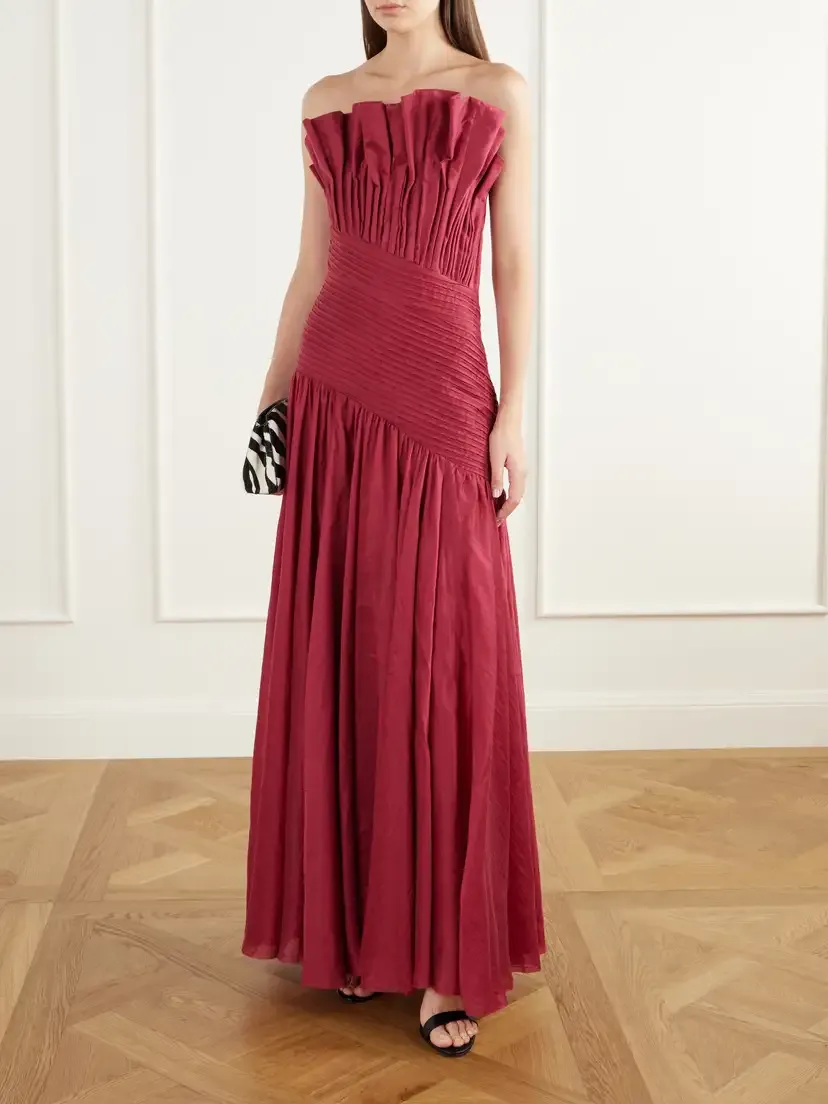 Aje Aquiline Pleated Lyocell-blend Dupioni Gown | Thumbnail 2 Aje Aquiline Pleated Lyocell-blend Dupioni Gown | Thumbnail 2