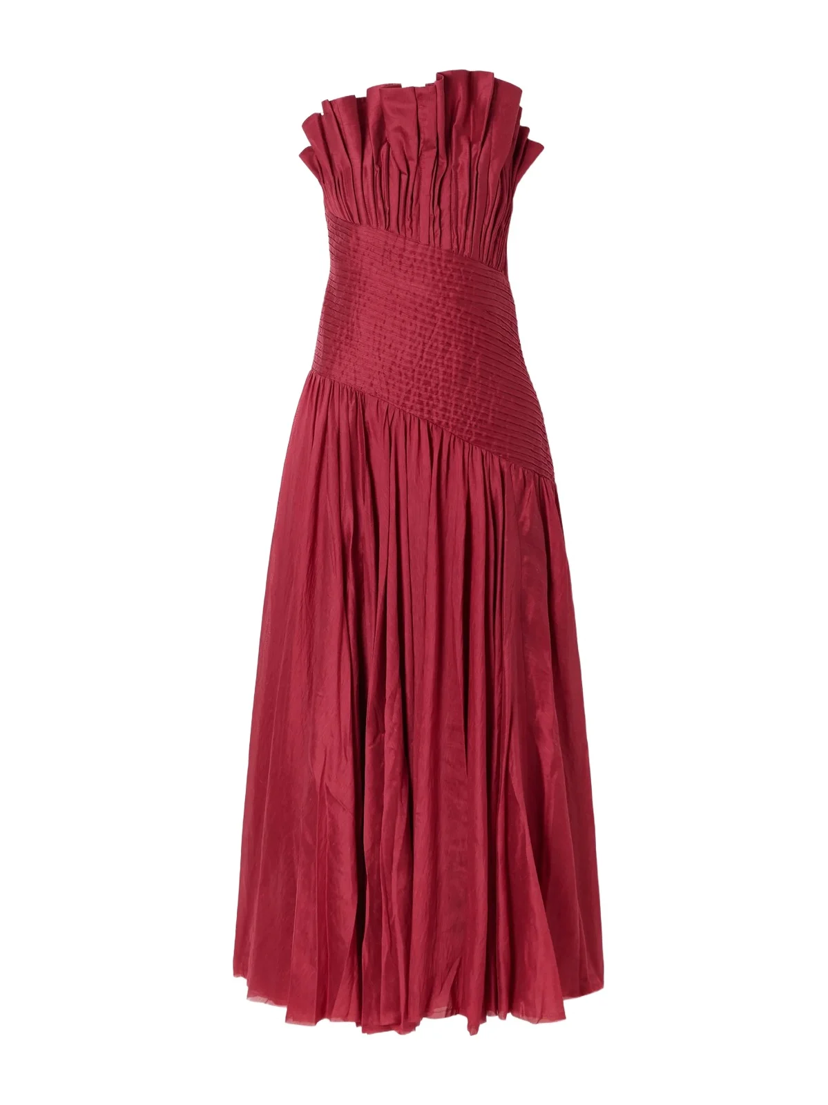 Aquiline Pleated Lyocell-blend Dupioni Gown