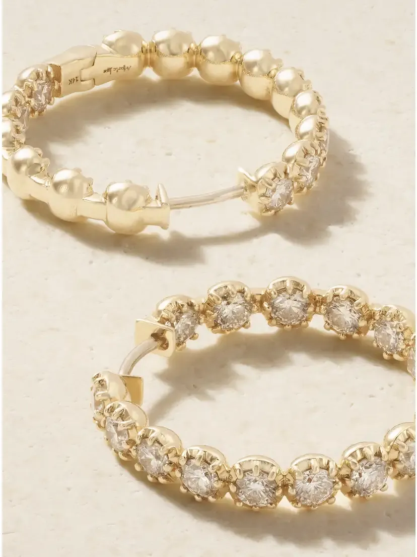 Marlo Laz 14-karat Gold Champagne Diamond Earrings | Thumbnail 3