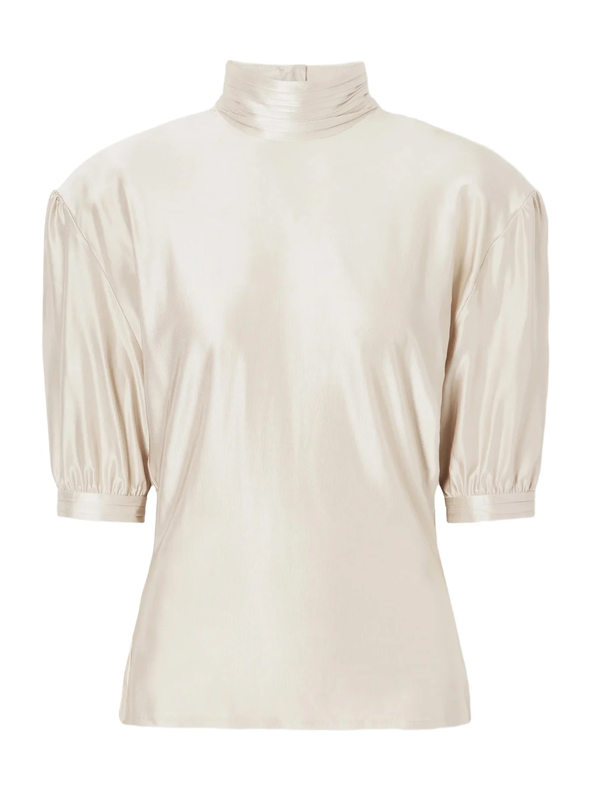 Rabanne Pleated Stretch-satin Turtleneck Blouse