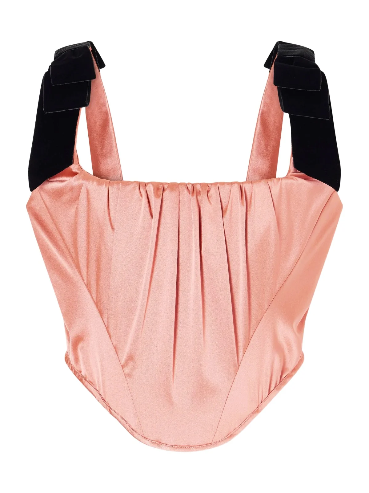 Vivienne Westwood Pussycat Bow-detailed Velvet-trimmed Duchess-satin Corset Top