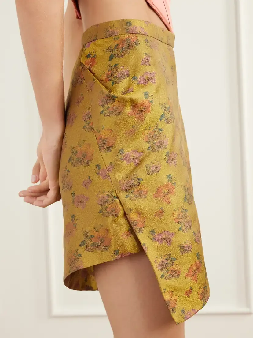 Vivienne Westwood Infinity Asymmetric Wrap-effect Floral-jacquard Duchess-silk Mini Skirt | Thumbnail 5 Vivienne Westwood Infinity Asymmetric Wrap-effect Floral-jacquard Duchess-silk Mini Skirt | Thumbnail 5