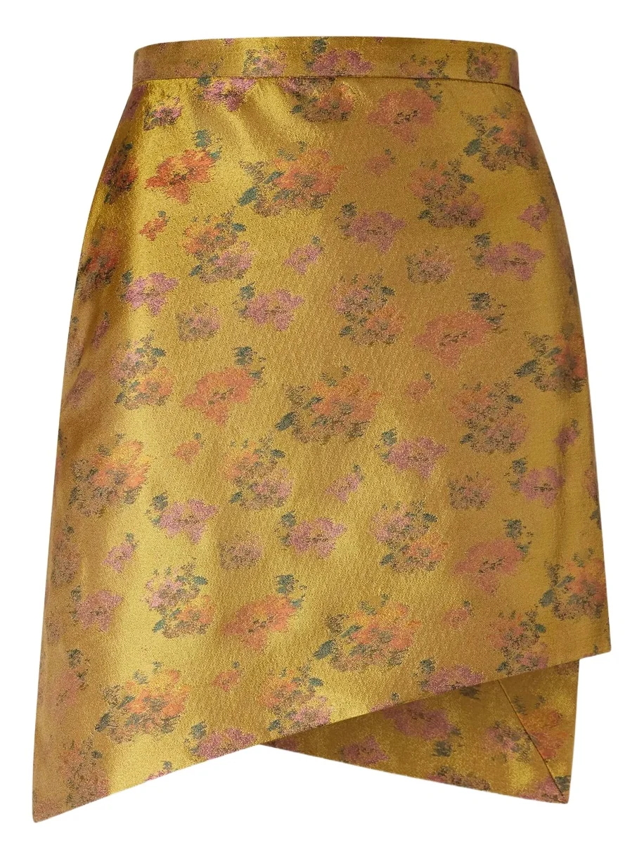 Vivienne Westwood Infinity Asymmetric Wrap-effect Floral-jacquard Duchess-silk Mini Skirt
