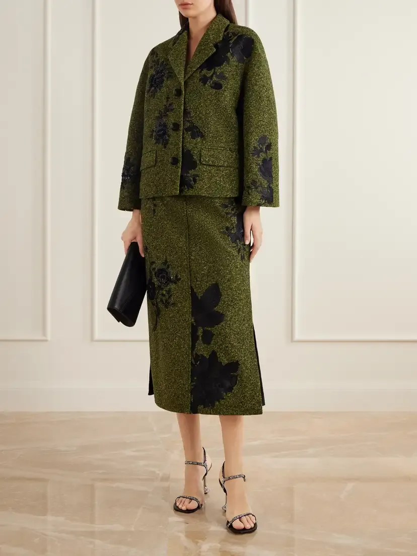 Erdem Embellished Floral-embroidered Cropped Twill Jacket | Thumbnail 2 Erdem Embellished Floral-embroidered Cropped Twill Jacket | Thumbnail 2