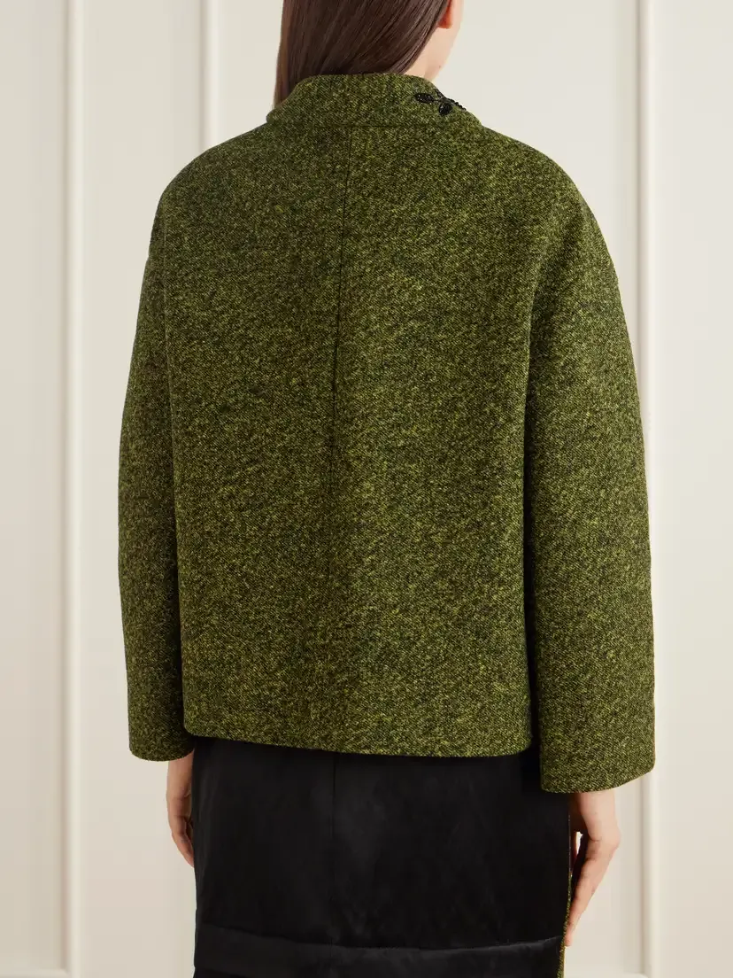 Erdem Embellished Floral-embroidered Cropped Twill Jacket | Thumbnail 4 Erdem Embellished Floral-embroidered Cropped Twill Jacket | Thumbnail 4