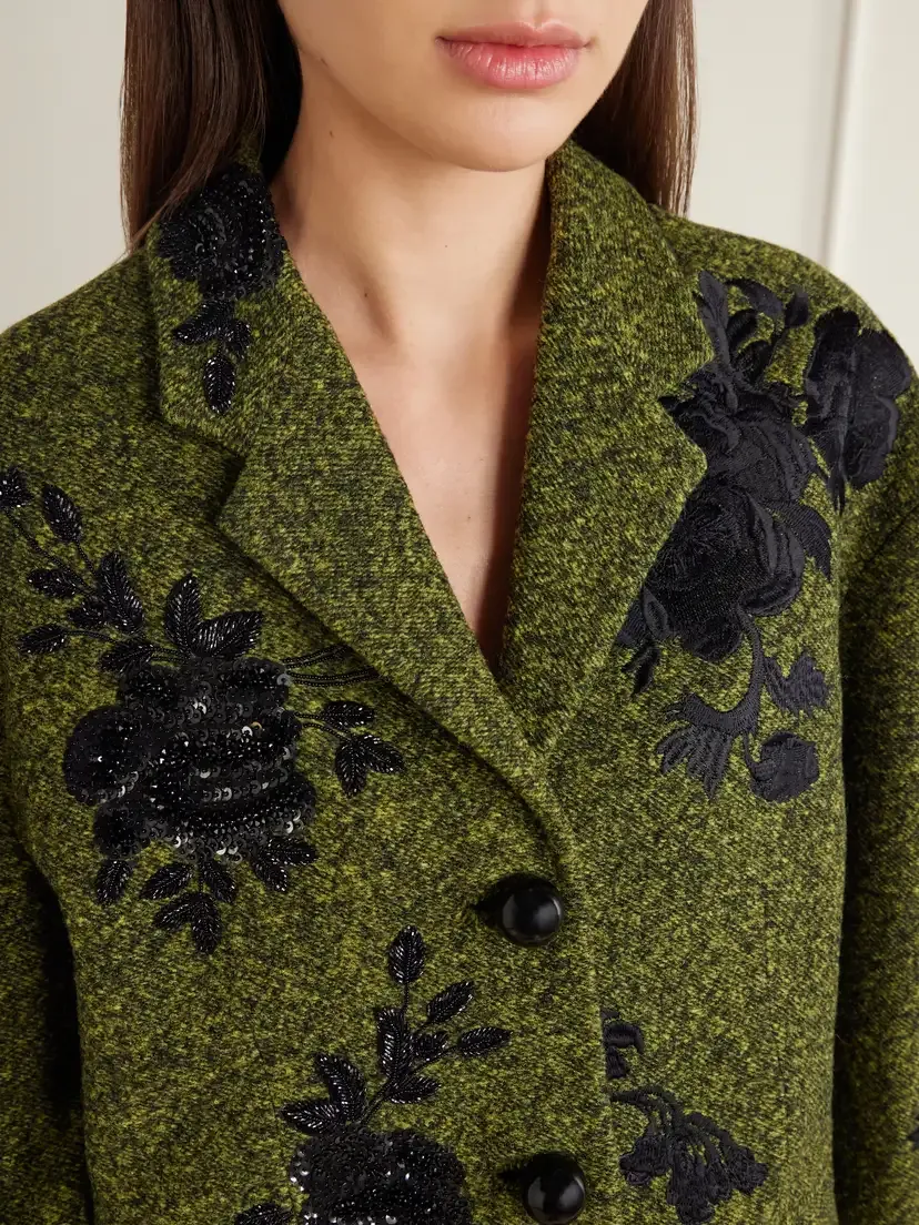 Erdem Embellished Floral-embroidered Cropped Twill Jacket | Thumbnail 5 Erdem Embellished Floral-embroidered Cropped Twill Jacket | Thumbnail 5