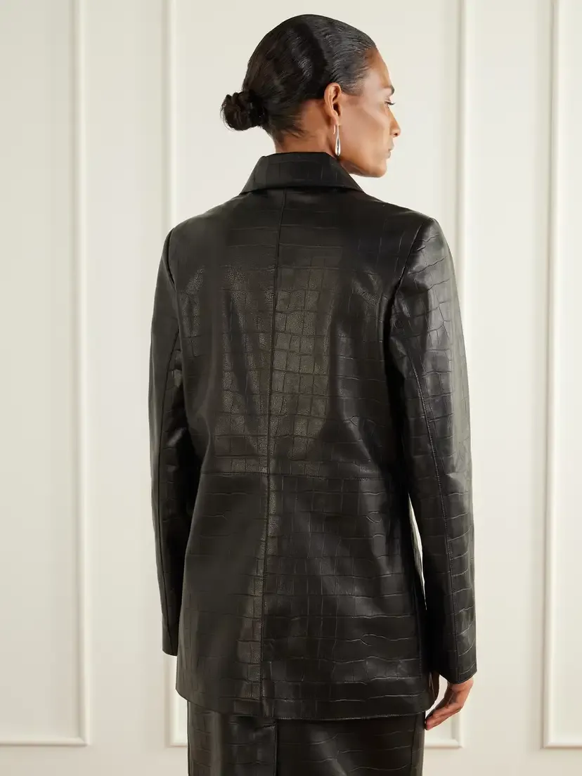 Nour Hammour Clara Croc-effect Leather Jacket | Thumbnail 3 Nour Hammour Clara Croc-effect Leather Jacket | Thumbnail 3