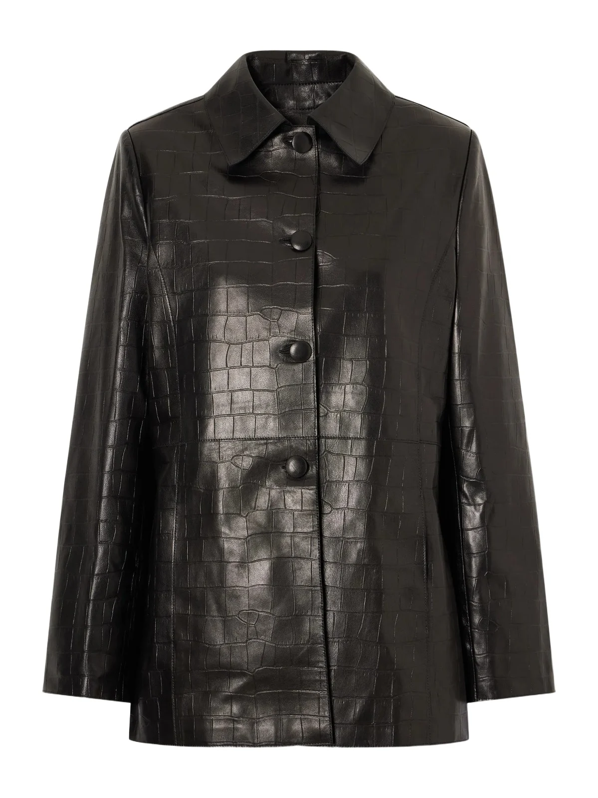 Nour Hammour Clara Croc-effect Leather Jacket
