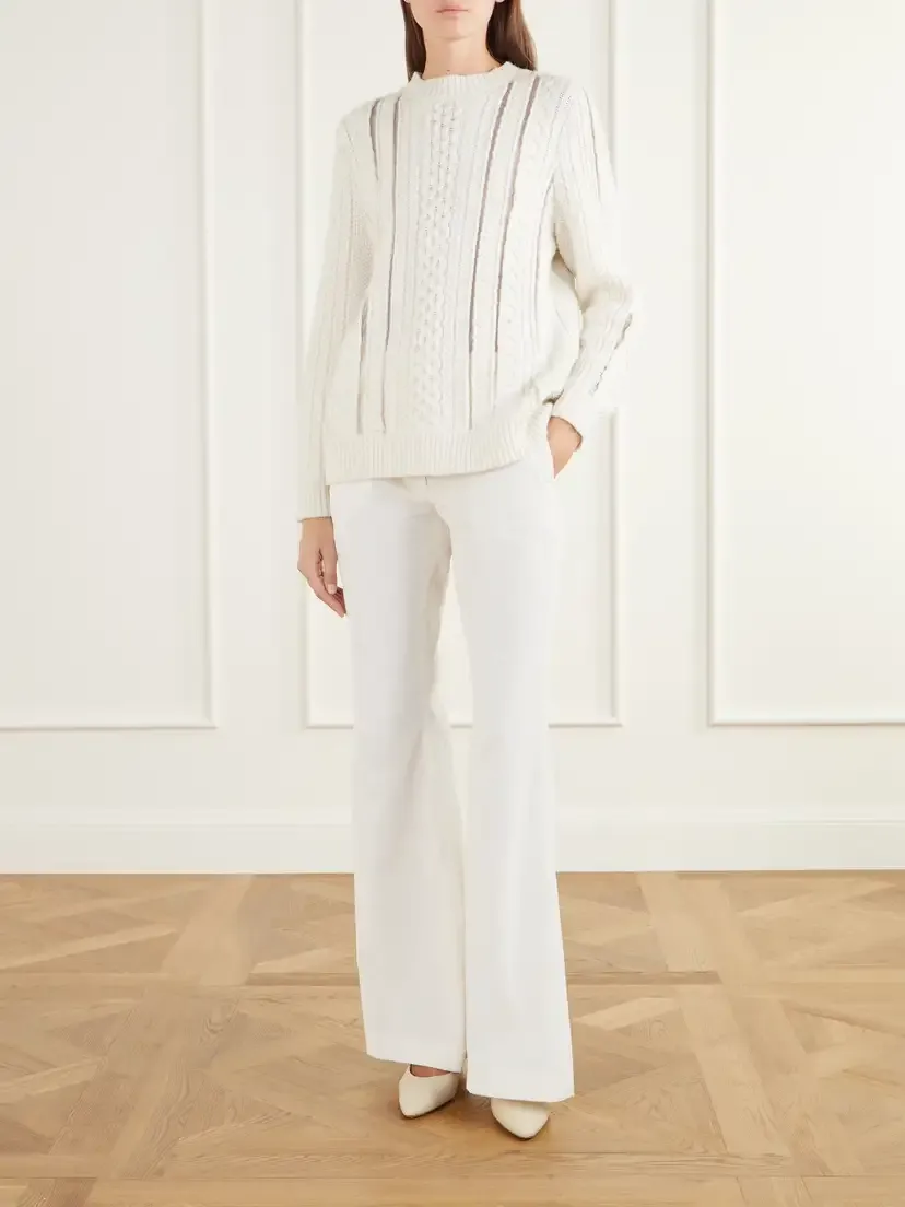 Gabriela Hearst Westal Fisherman-knit Merino Wool And Cashmere-blend Sweater - Neutrals | Thumbnail 2