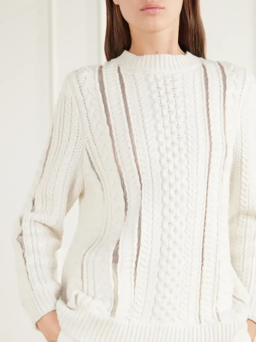 Gabriela Hearst Westal Fisherman-knit Merino Wool And Cashmere-blend Sweater - Neutrals | Thumbnail 5