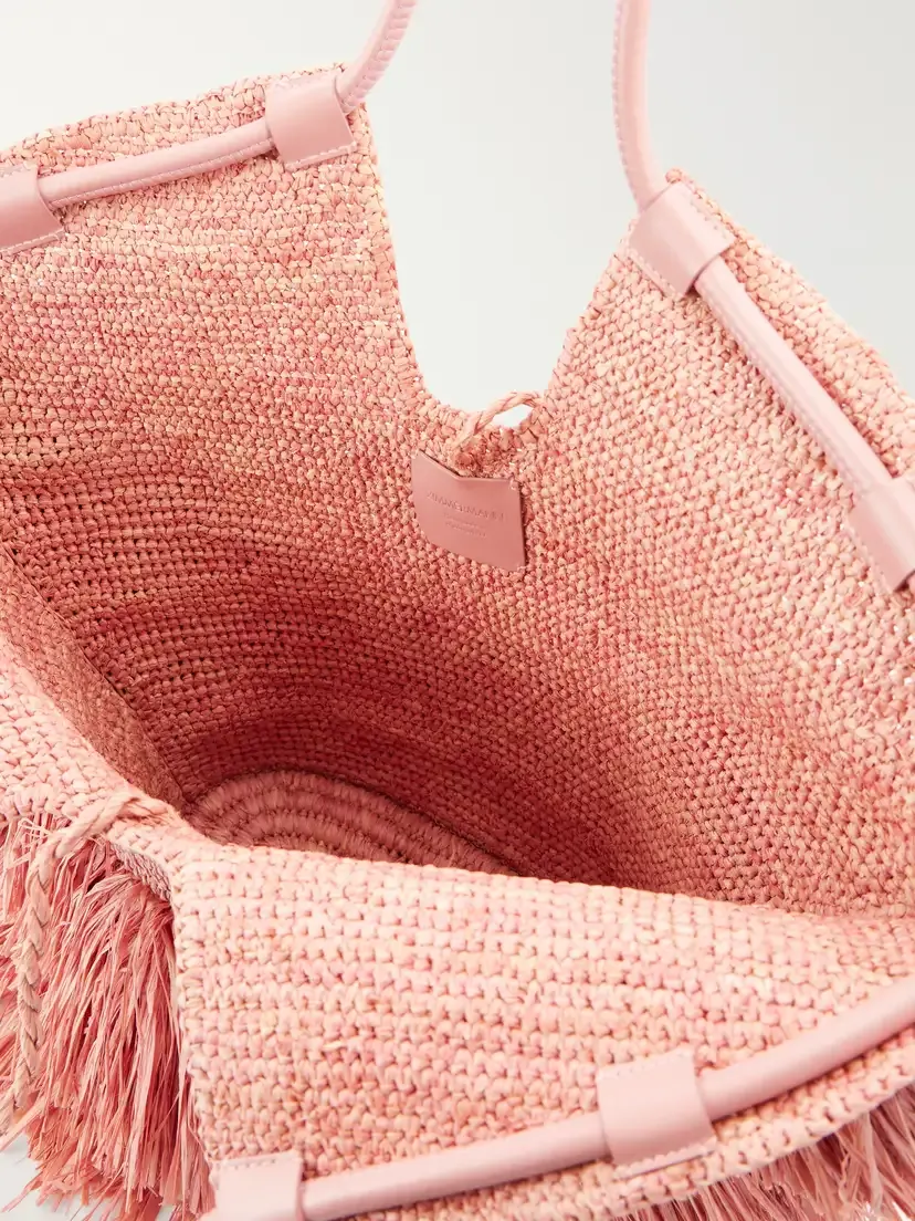Zimmermann Goldentime Fringed Embellished Leather-trimmed Raffia Tote | Thumbnail 6