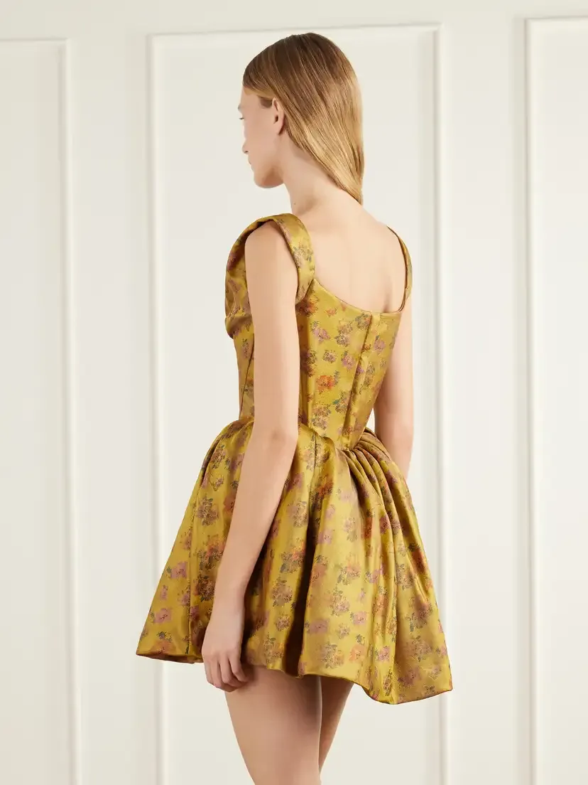 Vivienne Westwood Bagatelle Off-the-shoulder Gathered Floral-jacquard Duchess-silk Mini Dress | Thumbnail 3