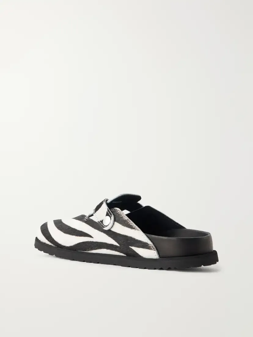 Birkenstock 1774 Boston Leather-trimmed Zebra-printed Calf-hair Mules | Thumbnail 3 Birkenstock 1774 Boston Leather-trimmed Zebra-printed Calf-hair Mules | Thumbnail 3