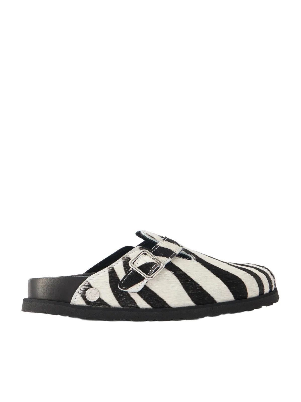 Birkenstock 1774 Boston Leather-trimmed Zebra-printed Calf-hair Mules