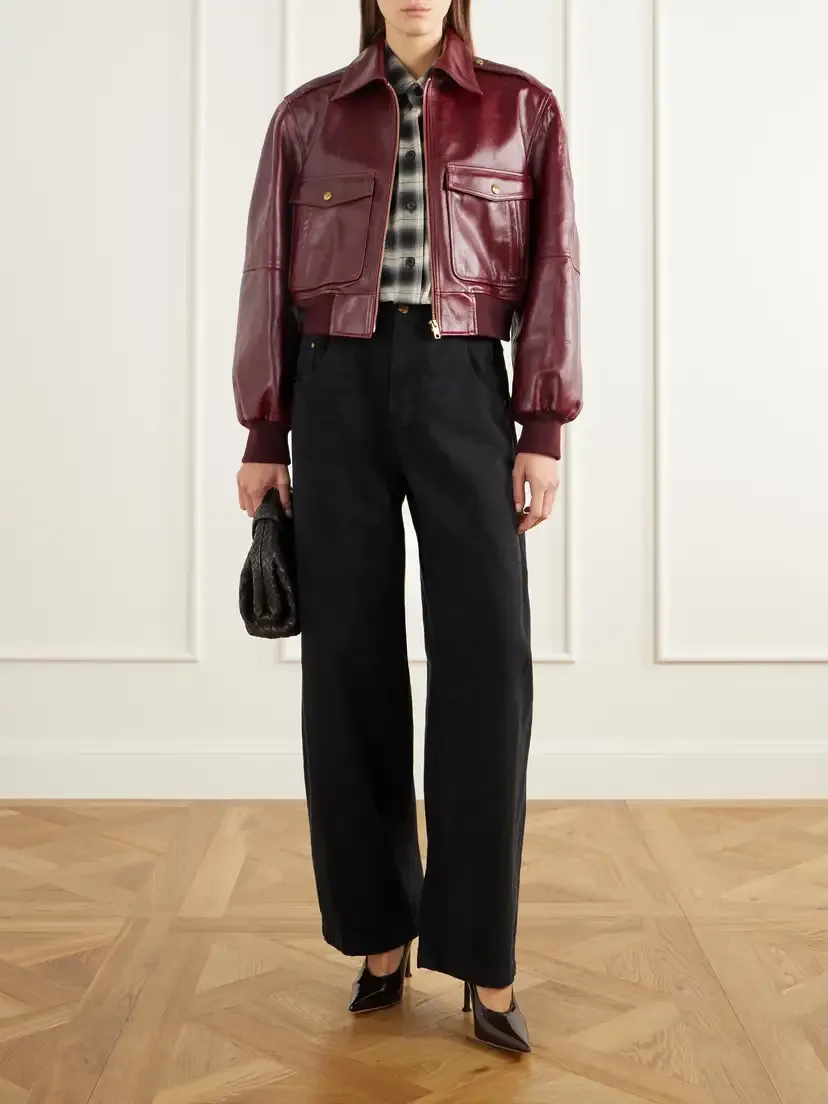 Willy Chavarria Cropped Leather Bomber Jacket | Thumbnail 2 Willy Chavarria Cropped Leather Bomber Jacket | Thumbnail 2
