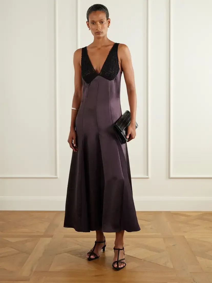 Maria McManus Lace-trimmed Satin Midi Dress | Thumbnail 2