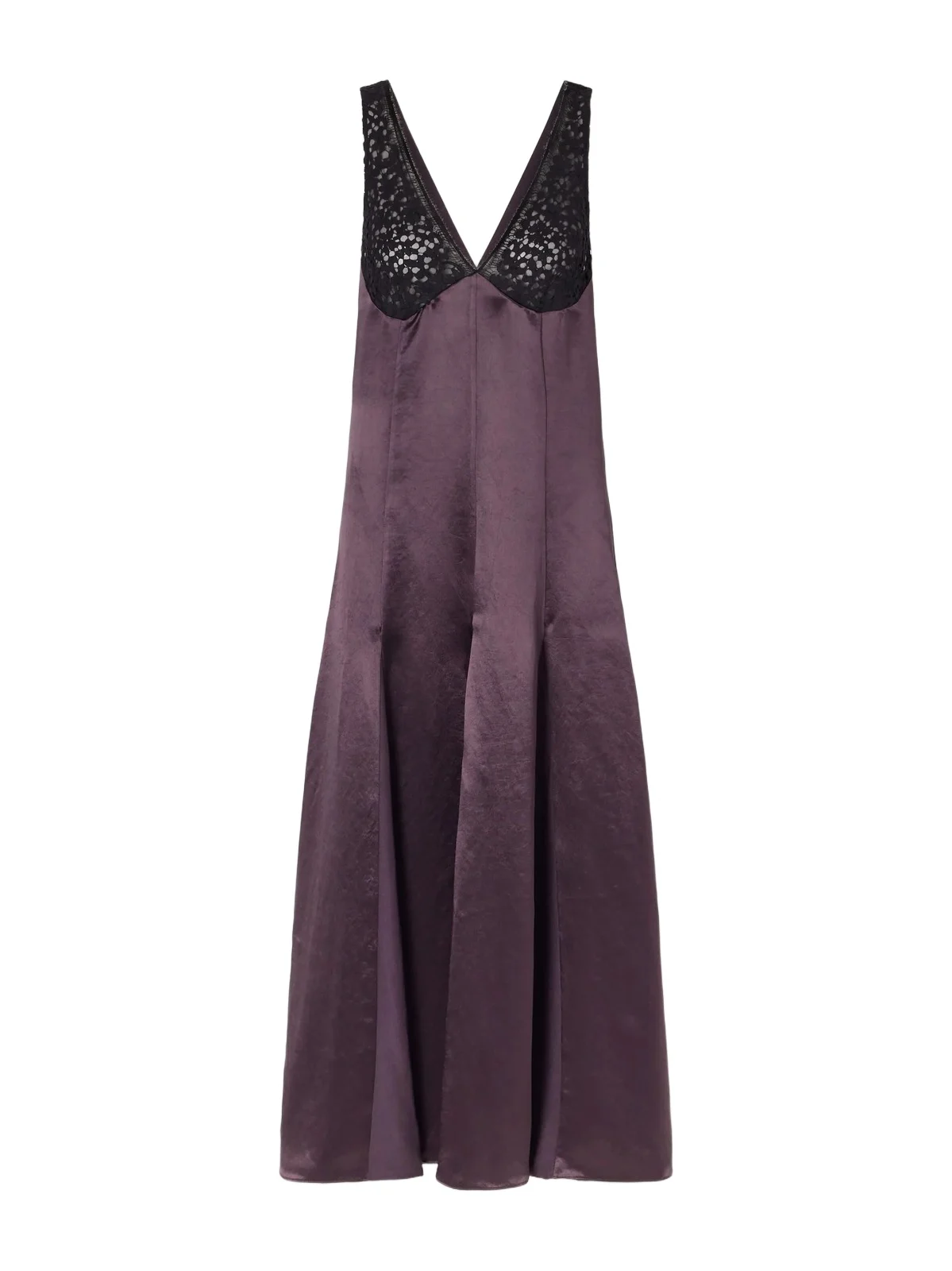 Lace-trimmed Satin Midi Dress Lace-trimmed Satin Midi Dress