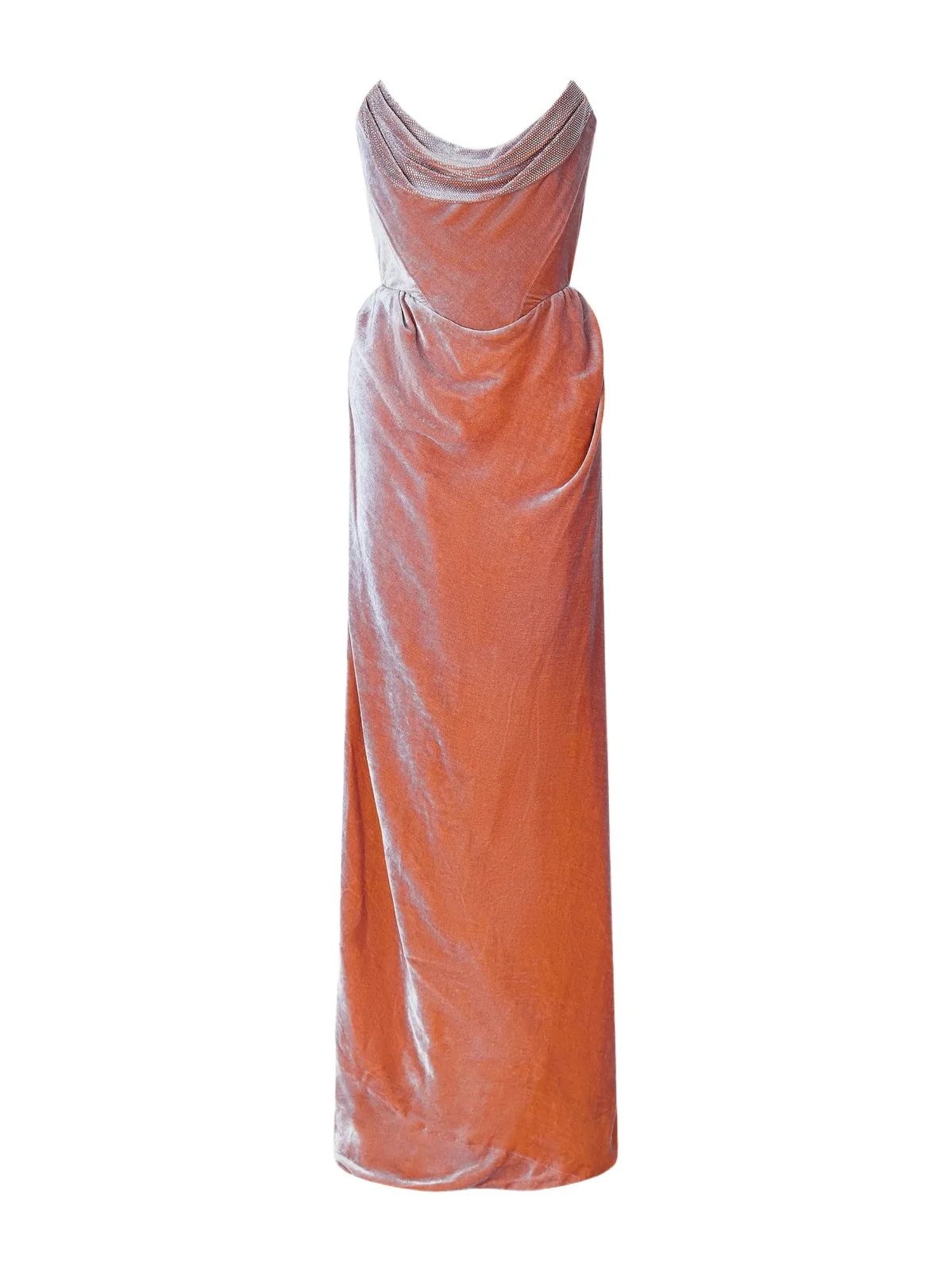 Galaxy Strapless Crystal-embellished Draped Velvet Gown Galaxy Strapless Crystal-embellished Draped Velvet Gown