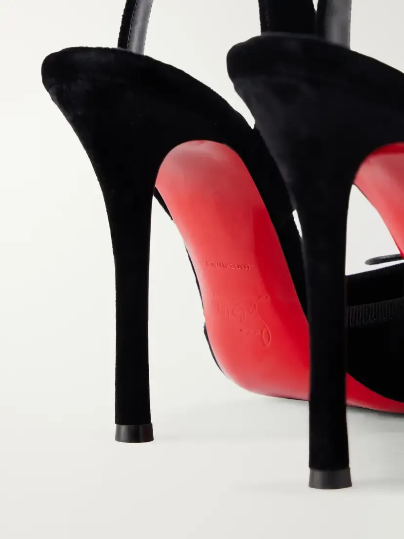 Christian Louboutin Cassia Lace Up 100 Velvet Pumps | Thumbnail 5