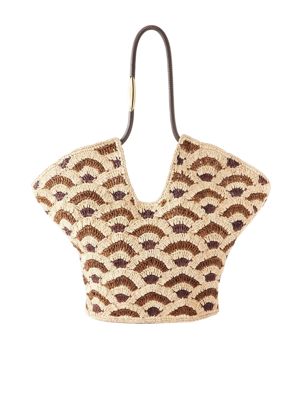 Goldentime Embellished Leather-trimmed Raffia Tote