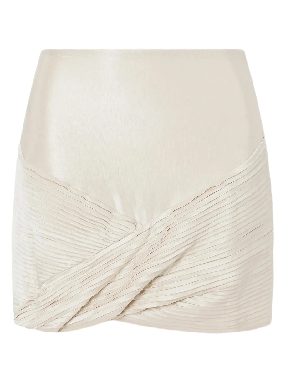 Rabanne Pleated Stretch-satin Mini Skirt