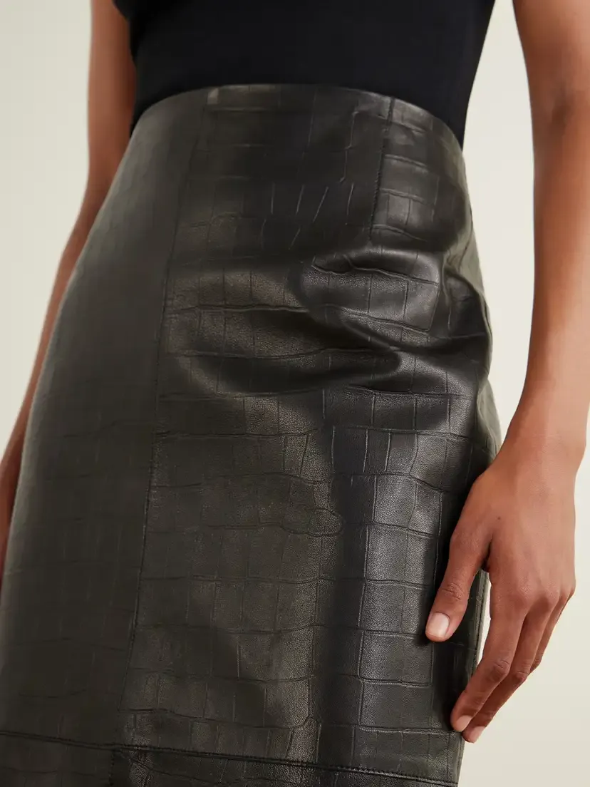 Nour Hammour Elyse Paneled Croc-effect Leather Midi Skirt | Thumbnail 5 Nour Hammour Elyse Paneled Croc-effect Leather Midi Skirt | Thumbnail 5