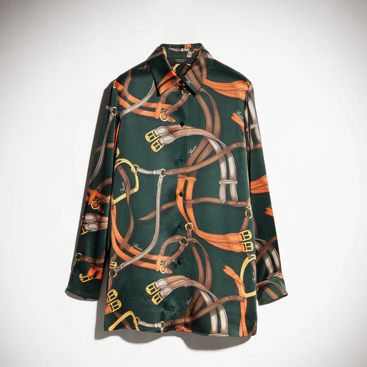 Gucci Printed Silk Satin Shirt | Thumbnail 2 Gucci Printed Silk Satin Shirt | Thumbnail 2