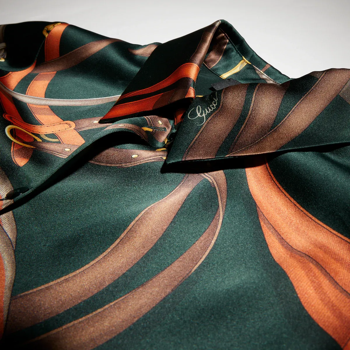 Gucci Printed Silk Satin Shirt | Thumbnail 3 Gucci Printed Silk Satin Shirt | Thumbnail 3